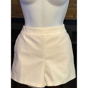 Express Shortie Mid Rise Off White Tailored Shorts Size 10 Dressy Stretch Cotton